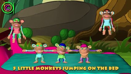 Funny Five Little Monkeys Jumping On The Bed | 3d Nursery Rhymes for Kids