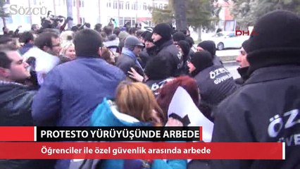 İhraç edilen akademisyenlerin protesto yürüyüşünde arbede