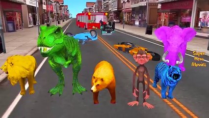Colors Animals Dino T-Rex Lion Tiger Elephant Accidents Fails Compilation Police Gorilla