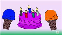 ICECREAM Happy Birthday CAKE COLORING PAGES For CHILDREN | Learning Colors for Children Baby Songs
