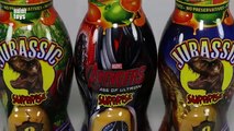 3 Surprise Drinks Jurassic & Avengers Iron Man Stegosaurus Mini Toys