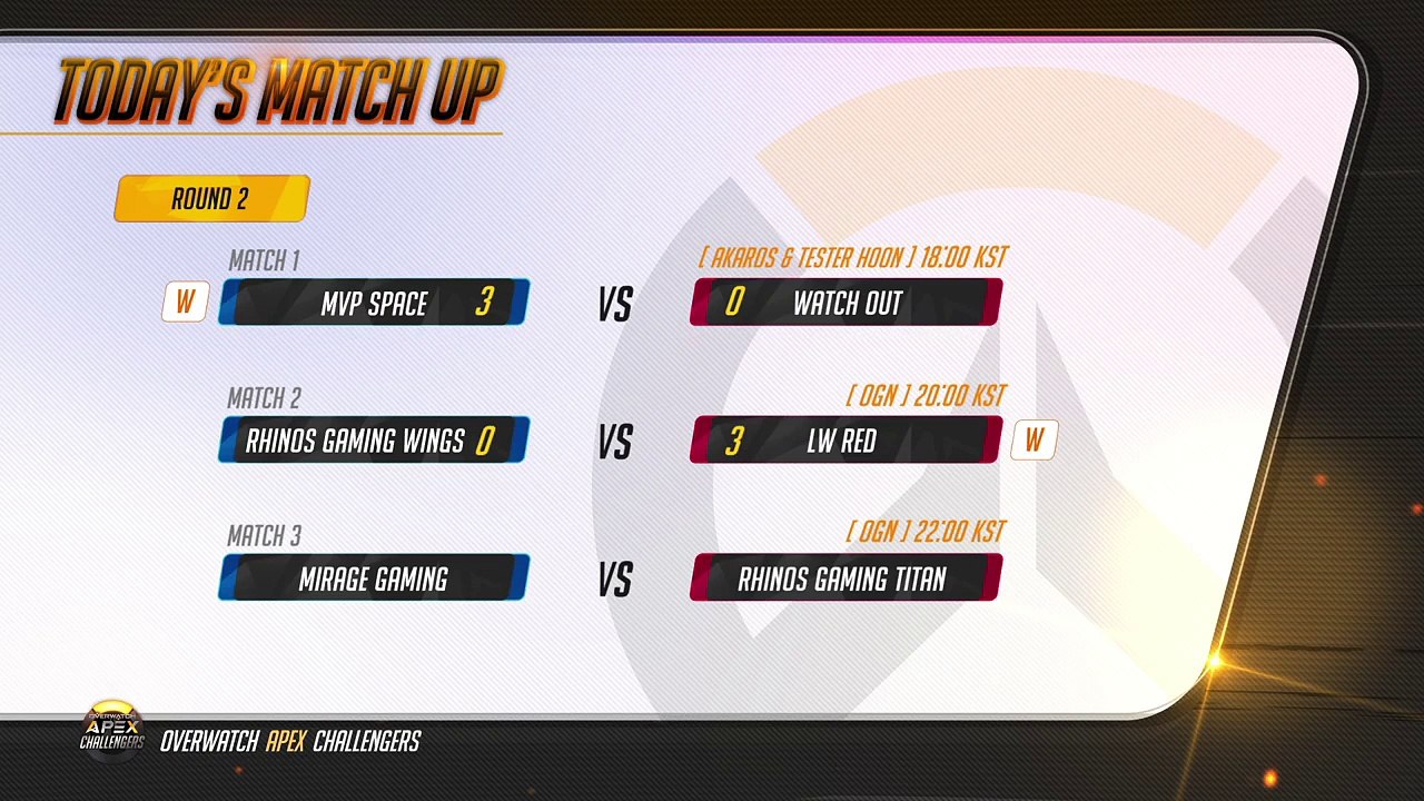 [OGN] 오버워치 APEX 챌린저스 - RHINOS GAMING WINGS VS. LW RED | MIRAGE GAMING VS. RHINOS GAMING TITAN (117)