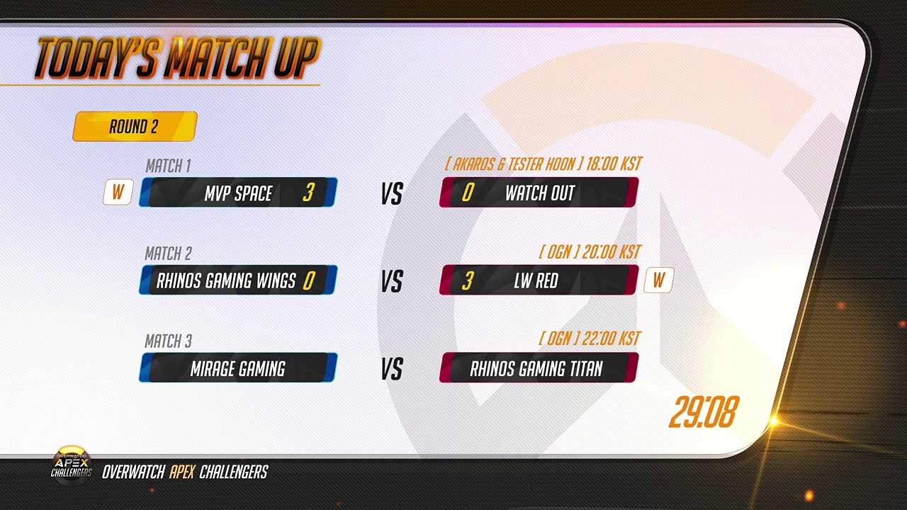 [OGN] 오버워치 APEX 챌린저스 - RHINOS GAMING WINGS VS. LW RED | MIRAGE GAMING VS. RHINOS GAMING TITAN (118)