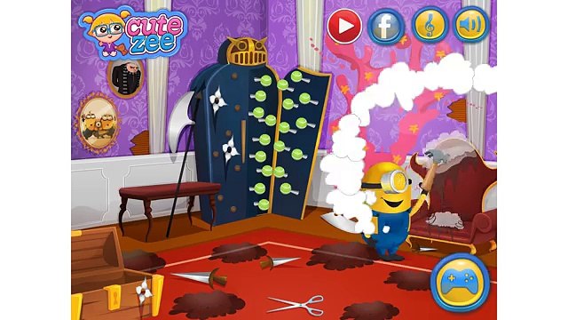 NEW Игры для детей—Disney Принцесса Миньоны Уборка и макияж—мультик для девочек