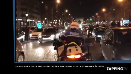 PSG-Barça : Un policier gaze des supporters sur les Champs-Élysées