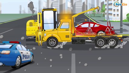 The Red Bulldozer Cartoons for children about Construction Trucks - bulldozer videos for kids Part 2