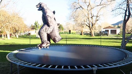 Spiderman & Venom vs T-Rex / Godzilla In Real Life | SuperHero Fun!