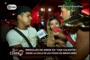Nota - mensaje de Amor en San Valentin desde la calle de las pizzas en Miraflores