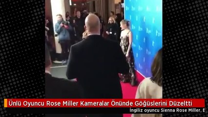 Ünlü Oyuncu Rose Miller Kameralar Önünde Göğüslerini Düzeltti
