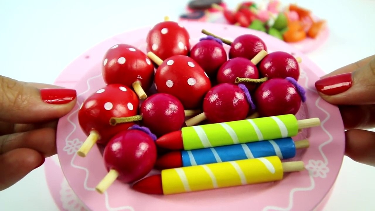 [Playdol2017] VELCRO DECORACIÓN de PASTEL de Corte Conjunto de Juguete de Madera Cuchillo de Cerezas Fresas Ca