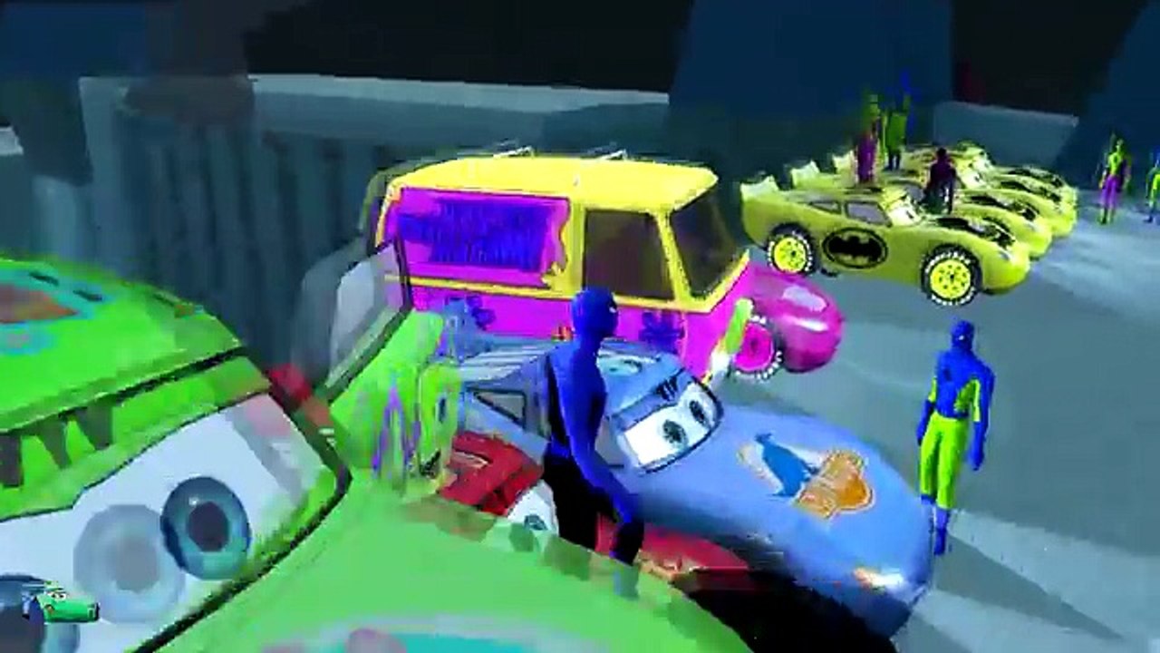 Wheels On The Bus & SPIDERMAN COLORS Finger Family Songs Disney Cars Nursery Rhymes McQueen