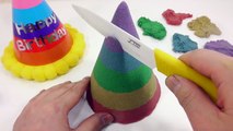 DIY How To Make Kinetic Sand Birthday Party Hat Cake Learn Colors Slime Clay Icecream