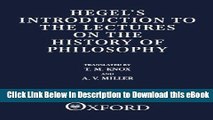 DOWNLOAD Introduction to the Lectures on the History of Philosophy Kindle