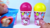 Мячи и кубки учим цвета радуги яйца с сюрпризом Хелло Китти Киндер сюрприз игрушки для детей