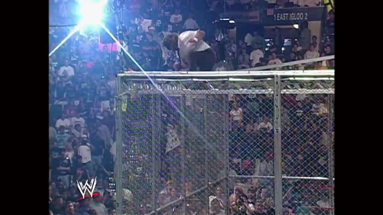 Combat de catch... au-dessus d'une cage de ring !