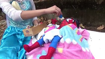 #Spider-Man and frozen elsa & spider baby - Fun superhero in real life