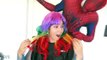 SPIDERMAN Cuts Hair FROZEN ELSA Gets Rainbow Hair! w/ Joker & Maleficent - Superhero Real Life