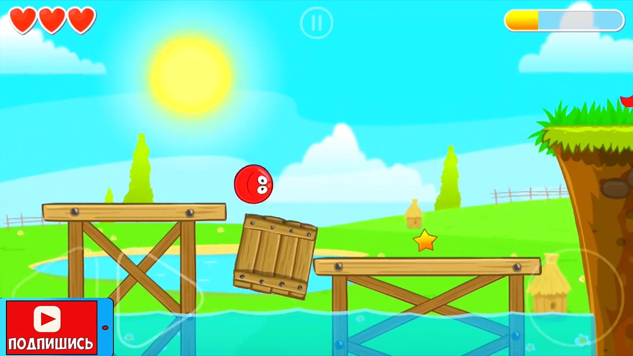 La Bolita roja contra el Cuadrado Negro. El paso de un juego de Red Ball 4 de Colinas Verdes. Картонка