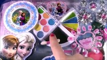 Disney Princess FROZEN Beauty Kit! ANNA ELSA Makeup Blush Lip Gloss Nails! Jewelry! SHOPKINS