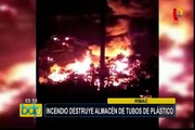Rímac: incendio consume almacén de tubos de plástico