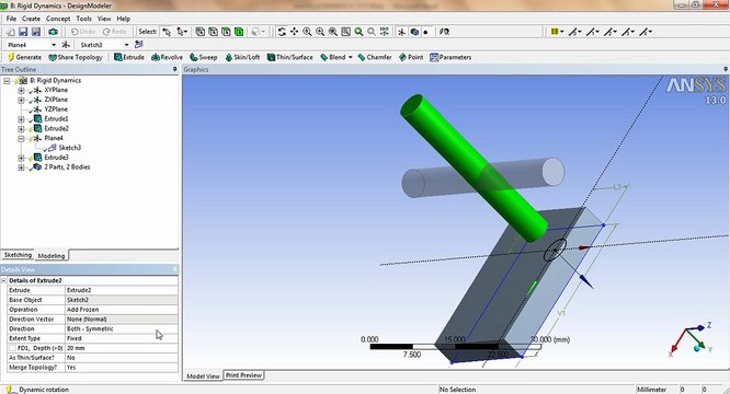 Ansys rigid dynamics tutorial _ Universal Joint analysis Part 1