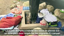 Migrants : à Paris, des blocs de pierre anti-campement