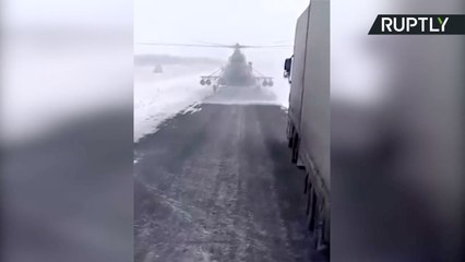 Kazakh Military Helicopter Pilot Lands on Civilian Road to Ask for Directions