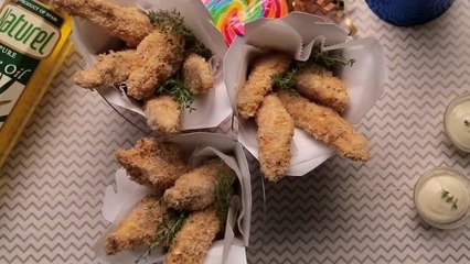 Crunchy Baked Chicken Tenders WIth Olive Oil Mayo Dip
