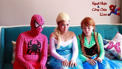 GHOST! w- Frozen Elsa vs Pink Spidergirl & Frozen Anna, Spiderman!!