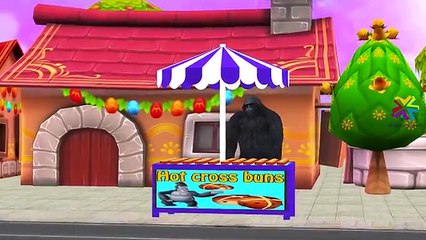 Кинг-Конг Горячие Креста Булочки Детям Потешки | Кинг-Конг Мультфильмы Горячих Пирожках Рифмы