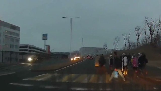 Une femme grille un feu rouge et percute tout les piétons