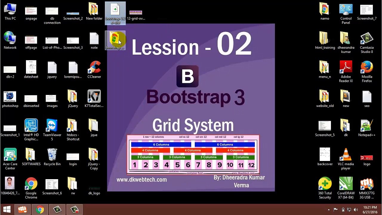 Bootstrap 3 Tutorials in Hindi part-2 Grid System Row Column offset