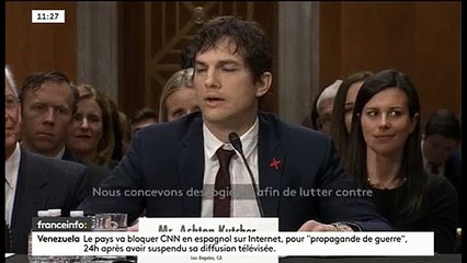 L'acteur Ashton Kutcher au bord des larmes en direct à la télé