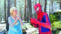 Frozen Becomes Rainbow Colored Elsa! w/ Spiderman vs Joker Colors Bubble Gum Spell & Pink