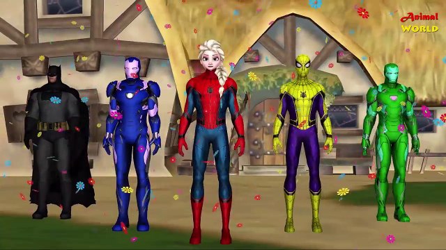 Dinosaur Head Spiderman Hulk Frozen Elsa Superheroes Finger Family Nursery Rhymes Kids Son