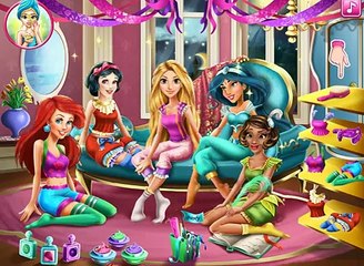Disney Princess Games - Disney Princesses Pyjama Party – Rapunzel Ariel Snow White Jasmine