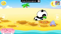 para niños de bebé panda juega en la arena en la playa # 2 de los dibujos animados y juegos de 2016