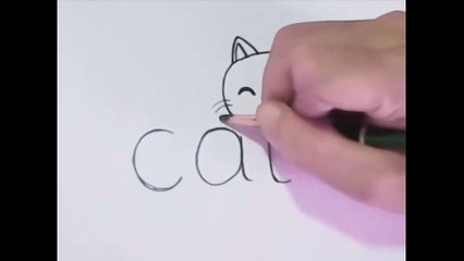 Como dibujar un gato a partir de las letras de "cat"