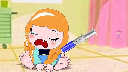 Funny Little Baby Frozen Anna Injections in The Bottom | Learning Colors for Kids with Baby Doll
