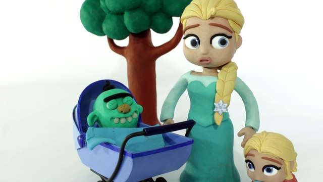 FROZEN ELSA BABY IS MISSING - Spiderman Frozen Elsa Superhero Prank Videos Play Doh Stop Motion