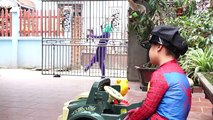 Black Spiderman & Red Spiderman driver Moto & Toys Car Joker Stolen Kidnap Baby Elsa Superhero funny