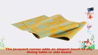 Mahogany Lotus Jacquard Fused Reversible Table Runner 13 by 72Inch Turquoise on Yellow 779bb9eb