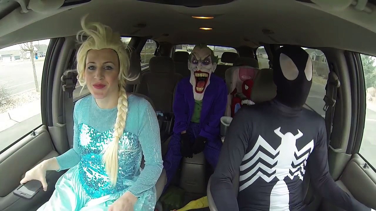 Villains vs Superheroes Dancing in a Car!! Harley Quinn Venom black spiderman the joker ca