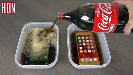 Samsung Vs iPhone : quel smartphone va résister au petit bain glacé de Coca Cola ?