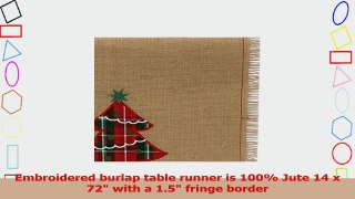 DII 100 Jute Holiday Embroidered Tree 14 x 72 Fringe Burlap Table Runner e36d853b