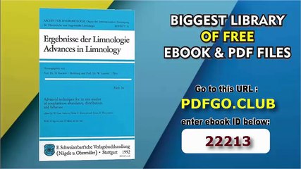 Advanced Techniques for in Situ Studies of Zooplankton Abundance Distribution and Behavior (Advances in Limnology Series)