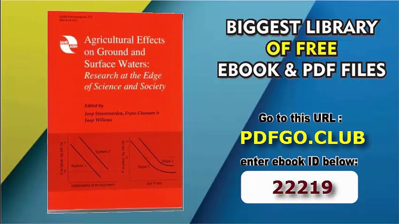 Agricultural Effects on Ground and Surface Waters_ Research at the Edge of Science and Society (IAHS Proceedings and Reports)