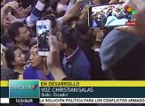 Ecuador: seguidores acompañan a votar al candidato Lenin Moreno
