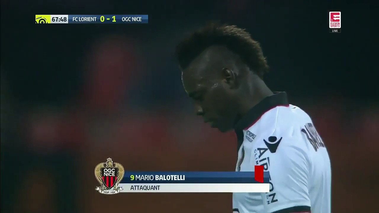 Mario Balotelli red card - Lorient VS Nice