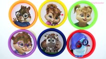 LEARN COLORS with Alvin the Chipmunks Play Doh Cans Surprise Eggs – Disney Minion Toys Go